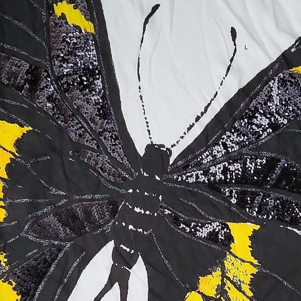 Express Black and Yellow Butterfly Print Tee - Picture 4 of 4